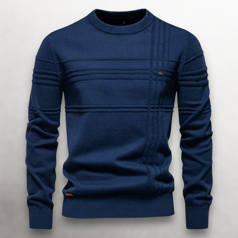 Structured Grid Cotton Sweater